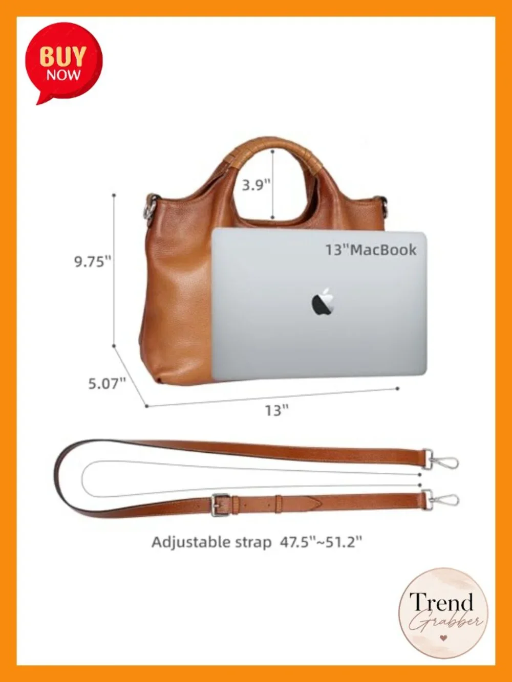 Genuine Leather Satchel Crossbody Tote Holds 13